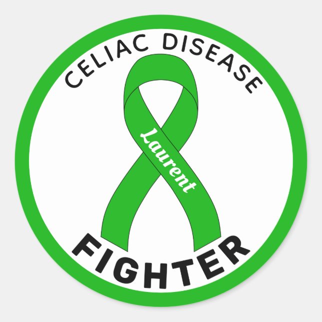 Celiac Disease Fighter Ribbon White Round Sticker (Vorderseite)