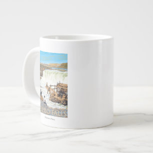 Celilo Falls Angeln Vintage Reiseplan Jumbo-Tasse