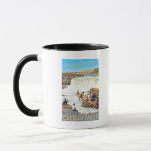 Celilo Falls Fishing Vintage Travel Poster Tasse