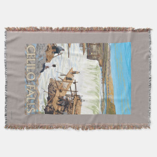 Celilo fällt, Vintages Reise-Plakat fischend Decke