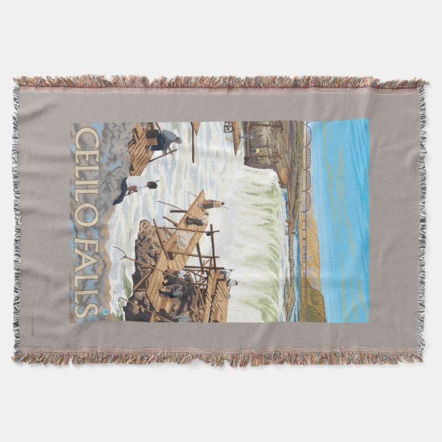 Celilo fällt, Vintages Reise-Plakat fischend Decke (Vorderseite)