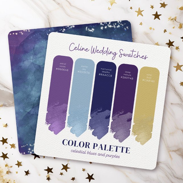 Celine ・ Lila und blaue Farbpalette Einladung (Whether you're planning a wedding or simply love the colors - this swatch card is a helpful tool.)