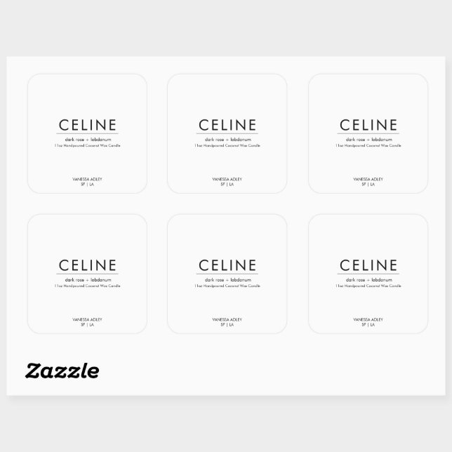 Celine Matte Sticker Square Label Stickers 3"x3" (Blatt)