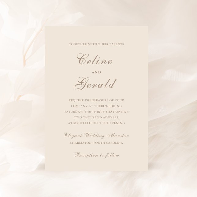 Celine Sandy Neutrals Elegant Wedding Einladung (Von Creator hochgeladen)