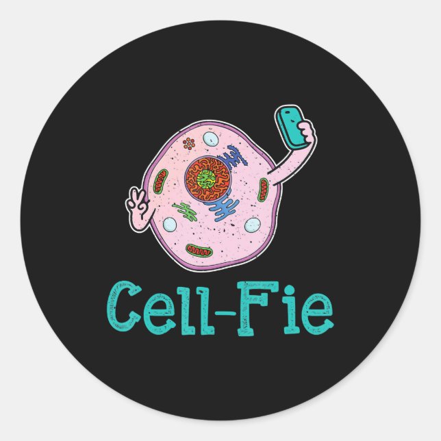 Cell-Fie Funny Biology Science Teacher Pun Gift Runder Aufkleber (Vorderseite)