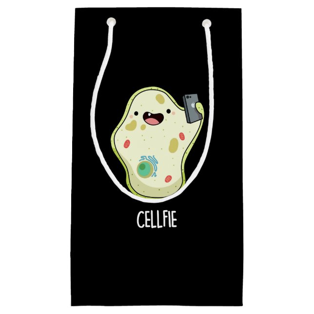 Cellfie Funny Biology Selfie Pun Dark BG Kleine Geschenktüte (Vorderseite)