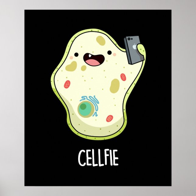Cellfie Funny Biology Selfie Pun Dark BG Poster (Vorne)