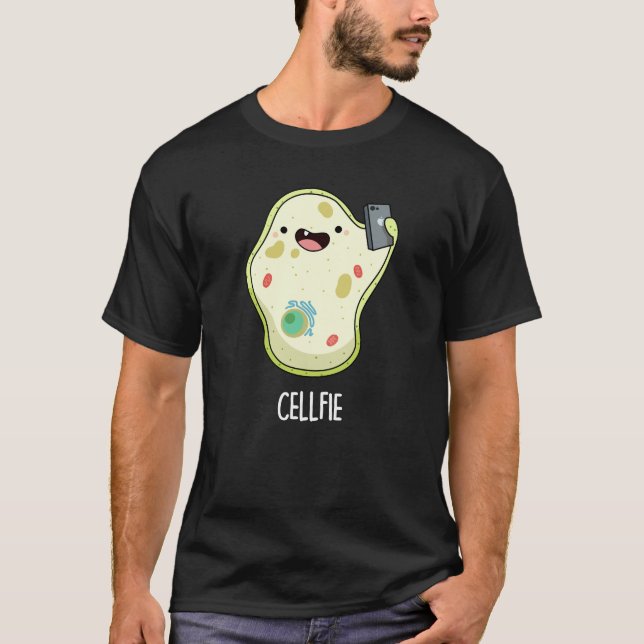 Cellfie Funny Biology Selfie Pun Dark BG T-Shirt (Vorderseite)