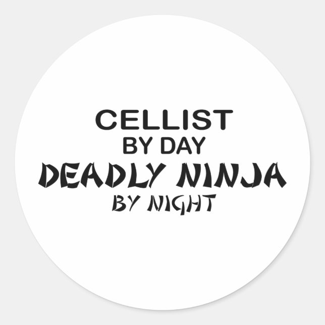 Cellist Deadly Ninja by Night Runder Aufkleber (Vorderseite)