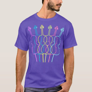 Cellist Gift Idee Cello Player Neon Cello 70er 80e T-Shirt