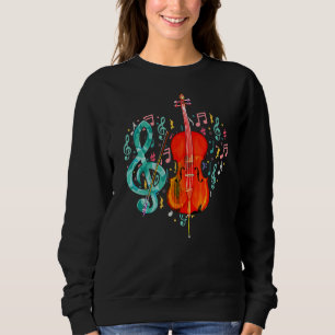 Cellist Heart Treble Clef Musiknotens Cello Player Sweatshirt