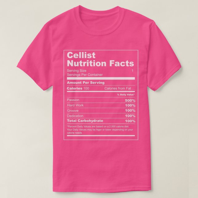 Cellist Nutrition Facts  T-Shirt (Design vorne)