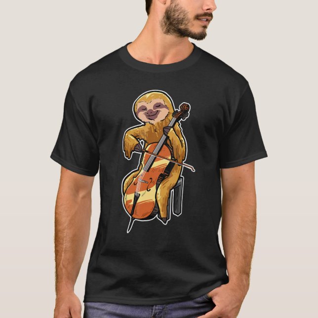 Cellist Sloth Cello Player Animal T-Shirt (Vorderseite)