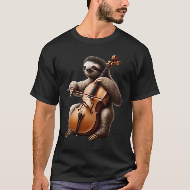 Cellist Sloth Playing Cello T-Shirt (Vorderseite)