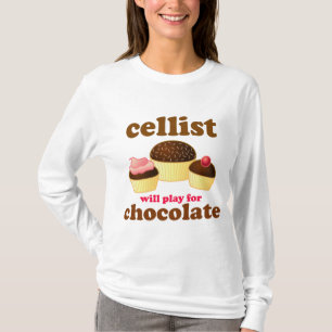 Cellistcello-Schokoladen-langer Hülsen-T - Shirt