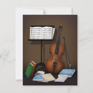 Cello Amid Music Books and Scores Classical Music Mitteilungskarte