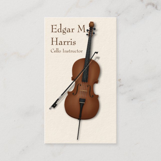 Cello & Bow Classical Musician Premium (hell) Visitenkarte (Vorderseite)