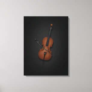 Cello & Bow Seite auf Seite 18x24 Schwarz Leinwanddruck