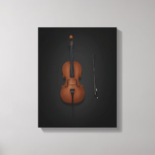 Cello & Bow Side by Side auf 11x14 Schwarze Leinwa Leinwanddruck