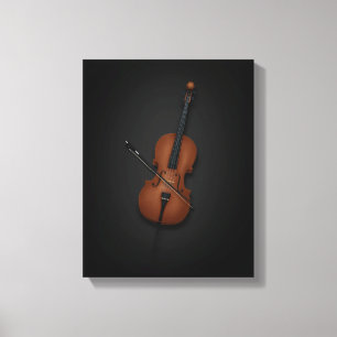 Cello & Bow Side by Side auf 11x14 Schwarze Leinwa Leinwanddruck