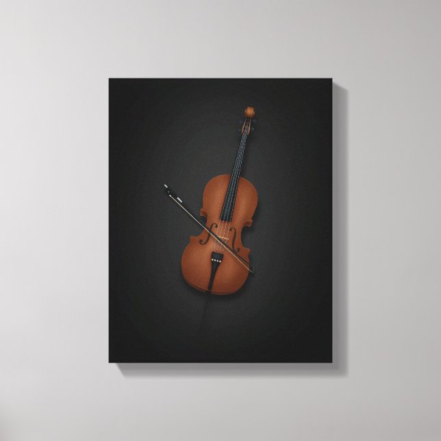Cello & Bow Side by Side auf 11x14 Schwarze Leinwa Leinwanddruck (Vorderseite)