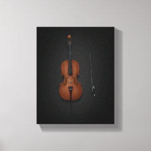 Cello & Bow Side by Side auf 8 x 10 Schwarze Leinw Leinwanddruck