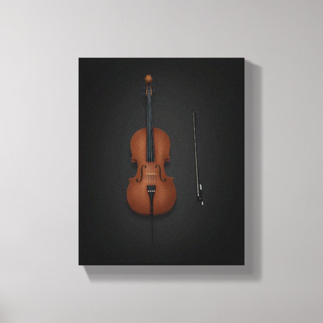 Cello & Bow Side by Side auf 8 x 10 Schwarze Leinw Leinwanddruck (Vorderseite)