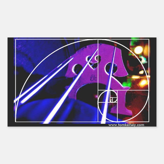 Cello-Brücke und Fäden mit Fibonacci-Spirale Rechteckiger Aufkleber (Vorderseite)