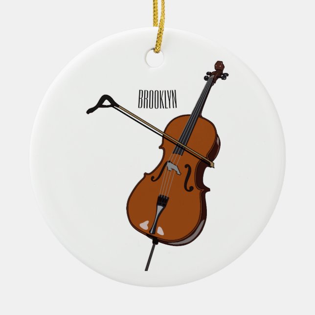 Cello-Cartoon-Abbildung Keramik Ornament (Vorne)