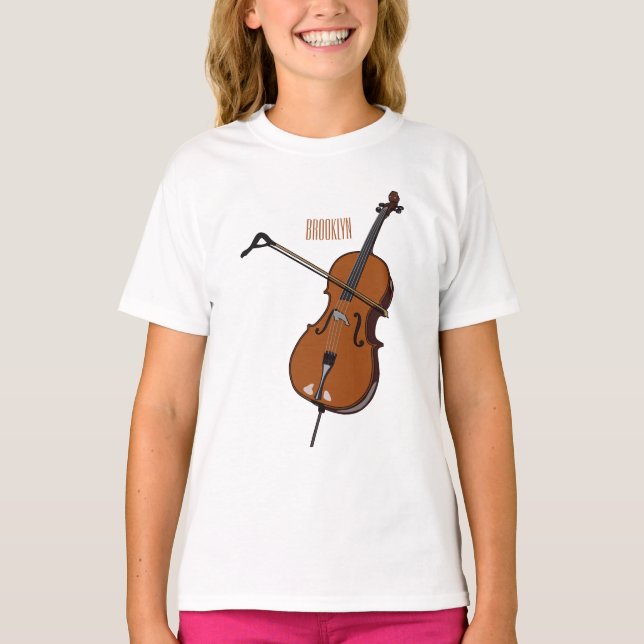 Cello-Cartoon-Abbildung T-Shirt (Vorderseite)
