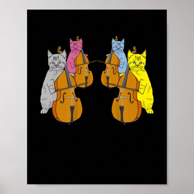 Cello Cats Violin Musiker Musik Poster (Vorne)