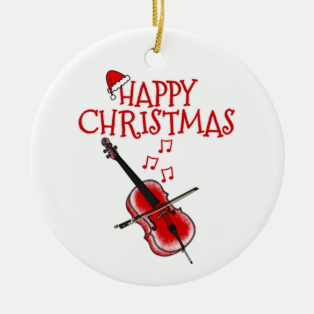 Cello Cellist String Musician Weihnachtsdekoration Keramik Ornament (Vorne)