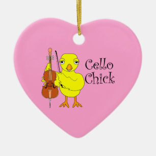 Cello Chick Text Keramik Ornament