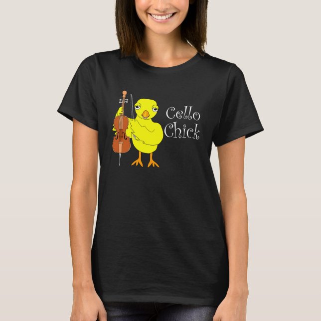 Cello Chick Text T-Shirt (Vorderseite)
