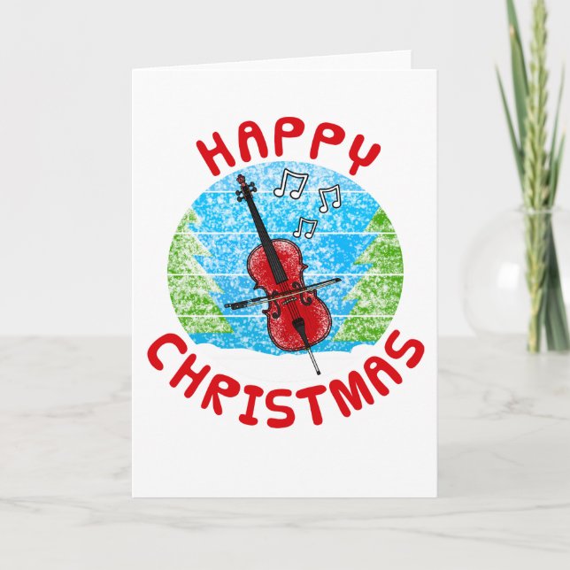 Cello Christmas Card Cellist String Musiker Dankeskarte (Vorderseite)