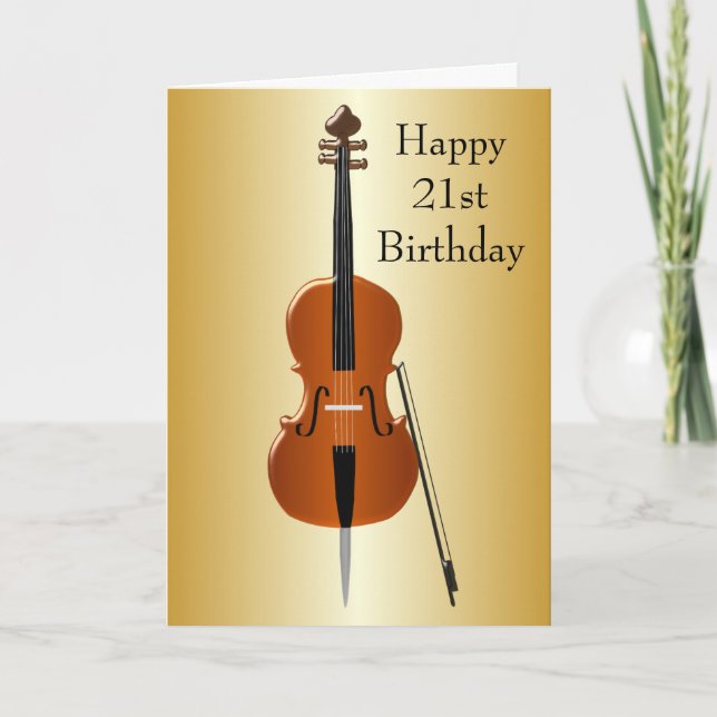 Cello Design Personalisiert 21. Geburtstag Karte (Vorderseite)