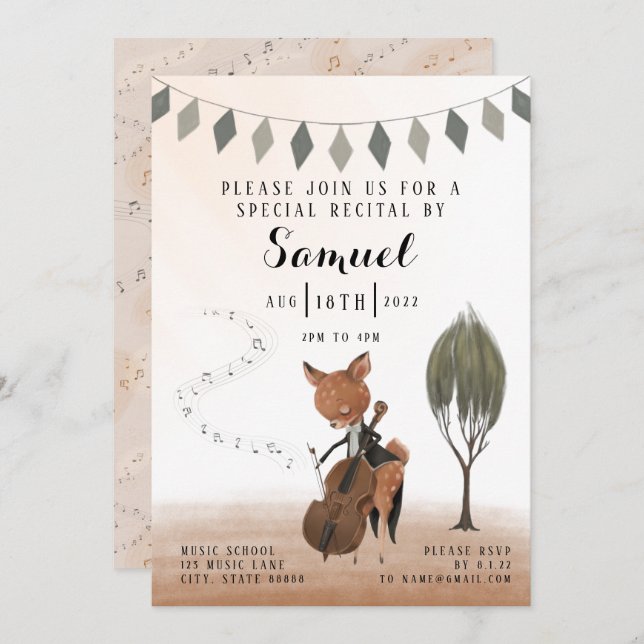 Cello Erwägungsgrund Einladung (Vorne/Hinten)