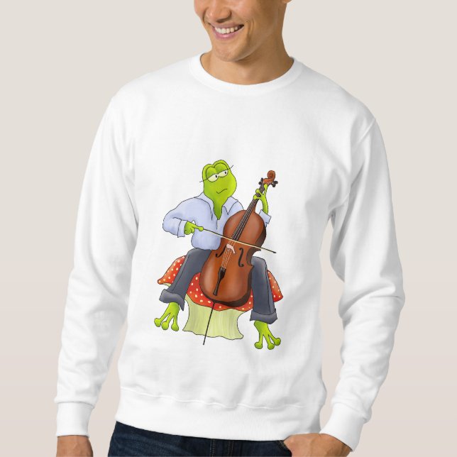 Cello-Frosch-erwachsenes UnisexSweatshirt Sweatshirt (Vorderseite)