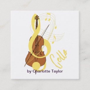 Cello Graphic Musician Music Theme Quadratische Visitenkarte