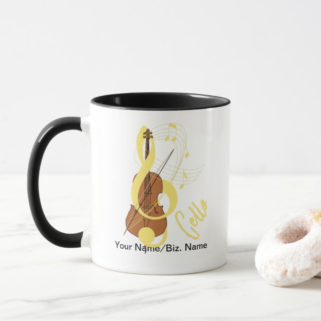 Cello Graphic Musician Music Theme Tasse (Mit Donut)