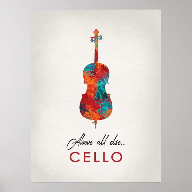 Cello - Helle, farbenfrohe Musik Poster (Vorne)