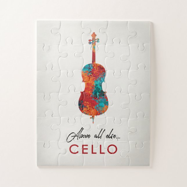 Cello - Helle, farbenfrohe Musik Puzzle (Vertikal)