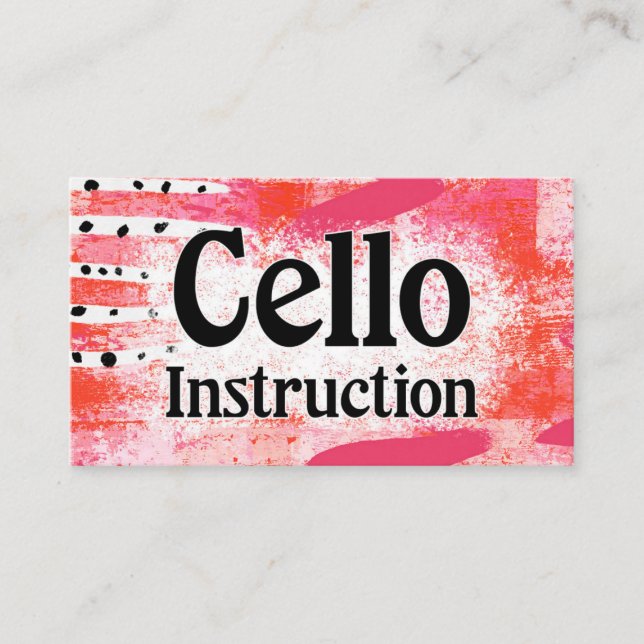 Cello Instruction Lessons Hot Pink Business Cards Visitenkarte (Vorderseite)