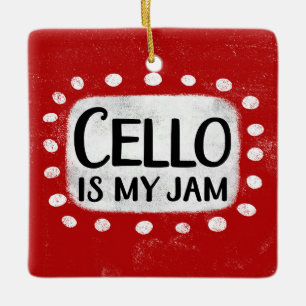 Cello ist mein Jam-Ornament Keramikornament