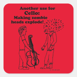 Cello macht Zombies Explode Square Sticker