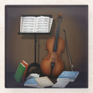 Cello & Music Stand Charme Miniatur Szene Glasuntersetzer