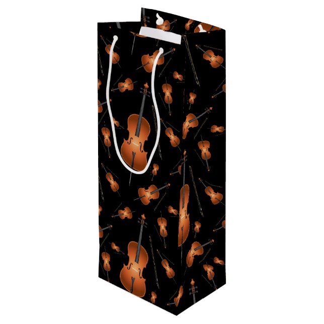 Cello Musician Music Teacher String Orchestra Geschenktüte Für Weinflaschen (Rückseite Schrägansicht)