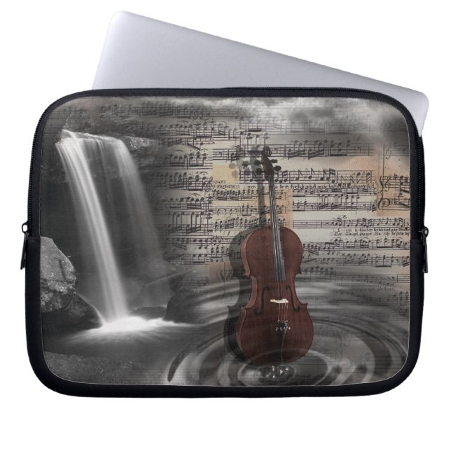 Cello-Musik-Wasserfall-Computer-Hülse Laptopschutzhülle (Vorderseite)