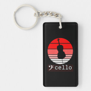 Cello Musikinstrument mit rotem Sunset Cello Schlüsselanhänger