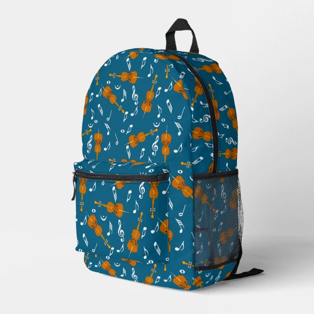 Cello Musiknote Pattern Bedruckter Rucksack (Rückseitige Ecke Rechts)